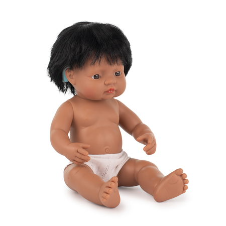 MINILAND EDUCATIONAL Baby Doll Hispanic Boy With Hearing Aid 15in 31116